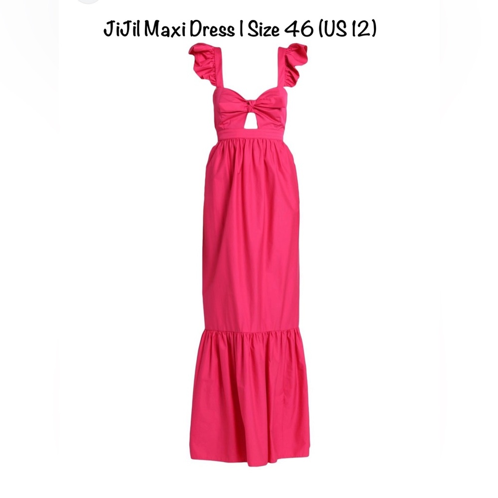 JIJIL Fuchsia Maxi Dress – Size 46 (US 12) – Ruffle Straps & Bow Front | NWT